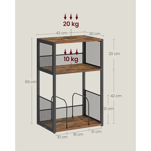 Pladespillerstativ, sidebord med 3 niveauer