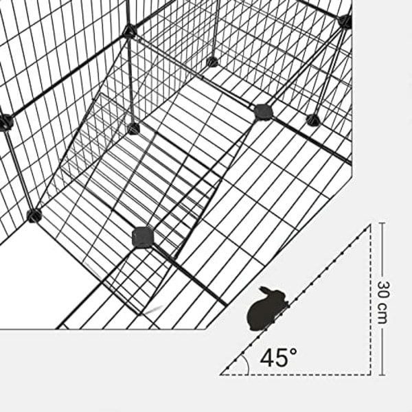 Songmics 2-kerroksinen metalli lemmikkieläinten aitauksen, 36 verkkoseinää, muokattavissa, musta