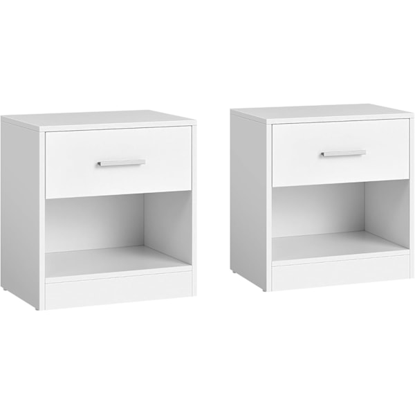 2 natborde, sidebord med skuffe, sidebord, til soveværelse, stue, klassisk hvid