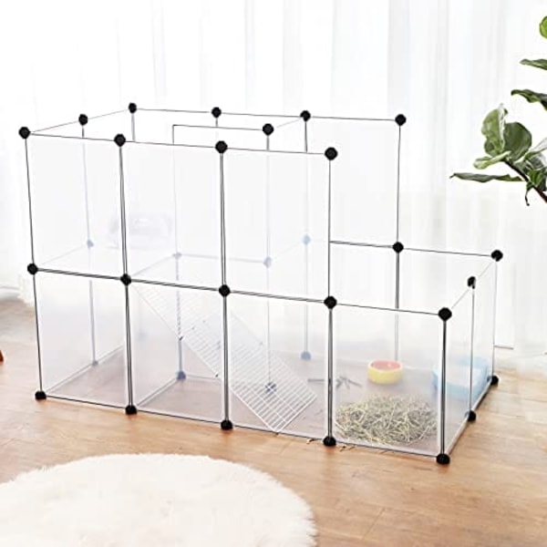 Songmics Eläinten leikkihäkki, DIY muovinen modulaarinen aita, valkoinen