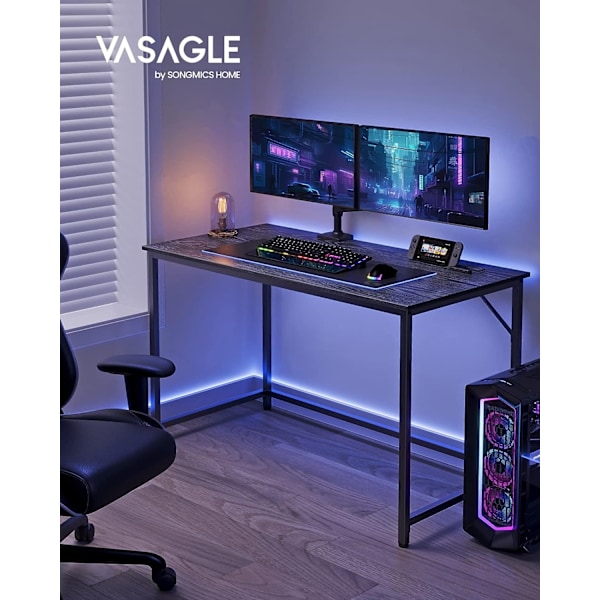 Vasagle skrivebord, lille computerbord, skrivebord, 60 x 120 x 75 cm, metalram, sort