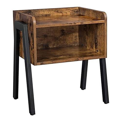 Vasagle sengebord, stabelbart sidebord med åbent rum, natbord, endebord, brun og sort
