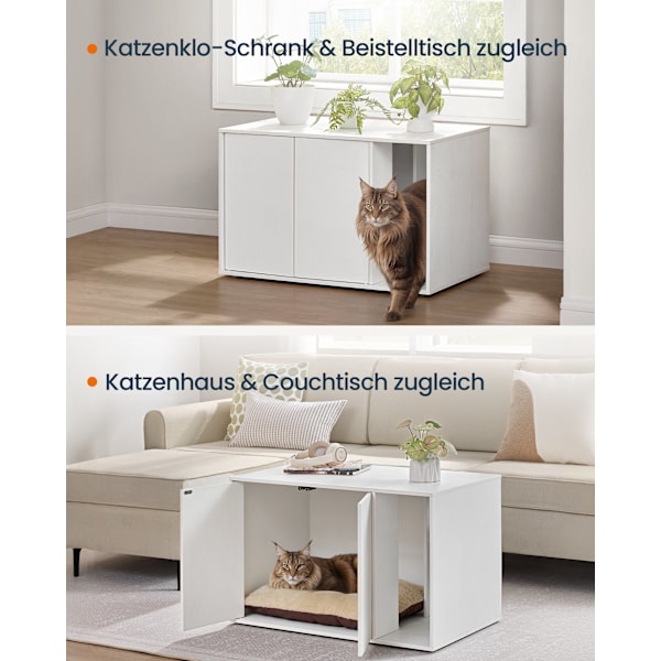 Kattetoilet, kattehus, til store katte, sidebord, sofabord, Snehvid