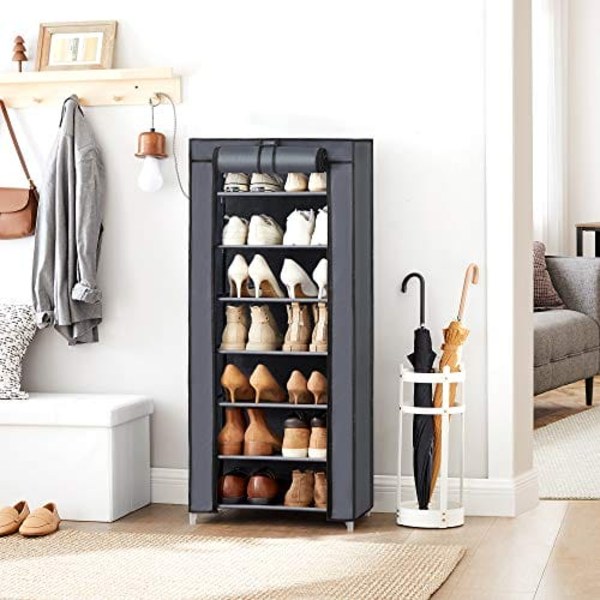 Songmics 7-kerroksinen kenkäteline, kenkäkaappi, 46 x 28 x 126 cm, harmaa
