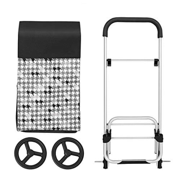 Songmics Shopping Trolley on Wheels, kundvagn, lastkapacitet 40L, 47 x 33 x 97 cm, svart