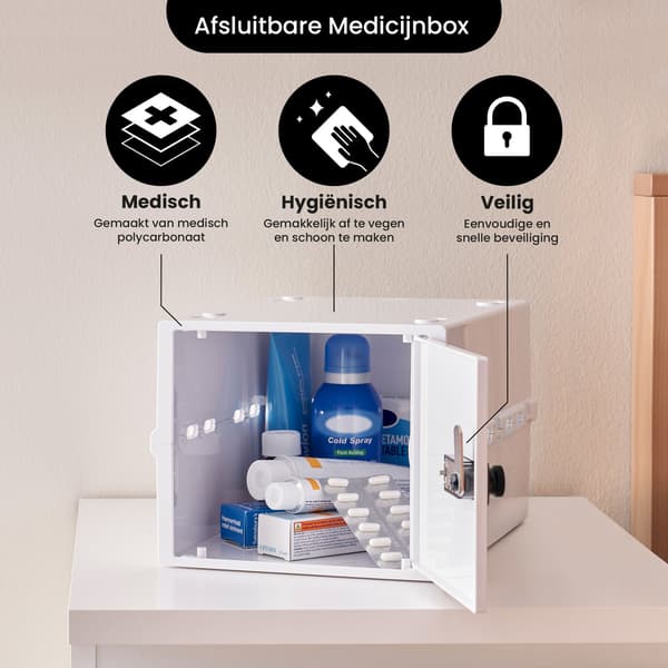 Lockabox One™ Låsbar medicinboks - Opbevaringsboks med kodelås – Hvid
