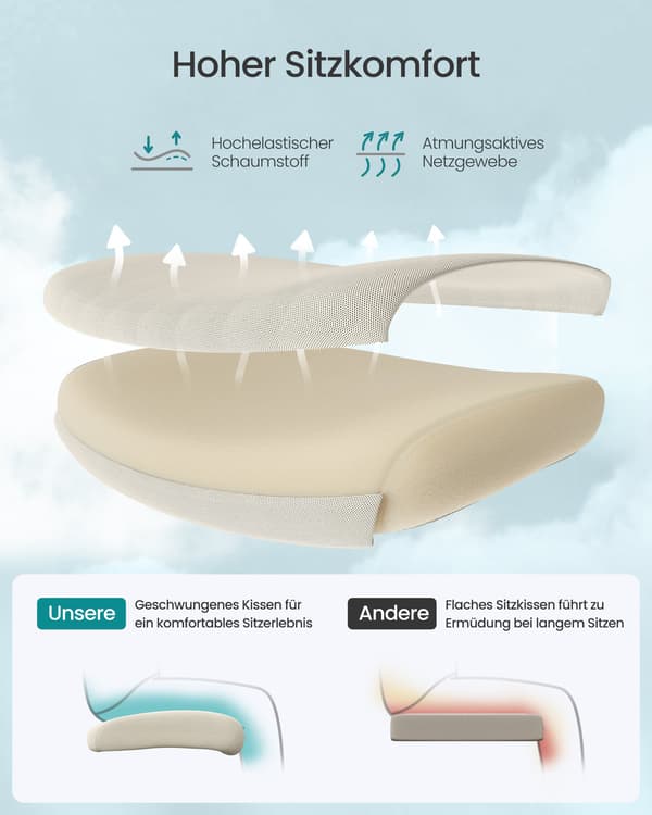 Ergonomisk nätstol, kontorsstol, skrivbordsstol, Cappuccino Beige