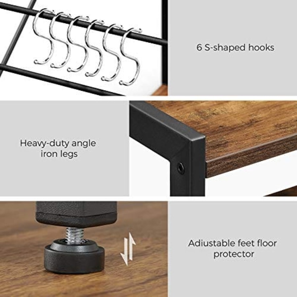 VASAGLE Baker's Rack, keittiösaari 2 metallikorilla, rustiikkiruskea