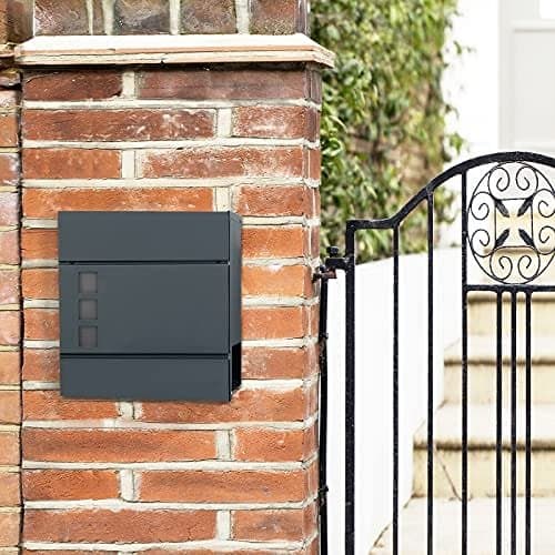 Songmics Modern Mailbox, låsbar väggmonterad postbrev, lätt att installera, Anthracite Gray