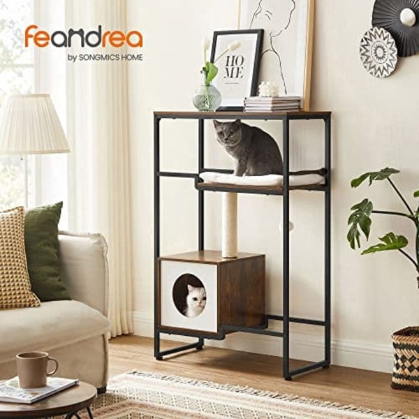 Feandrea PCT112x01 Kattklösträd 2-i-1 möbler Vintage Brown