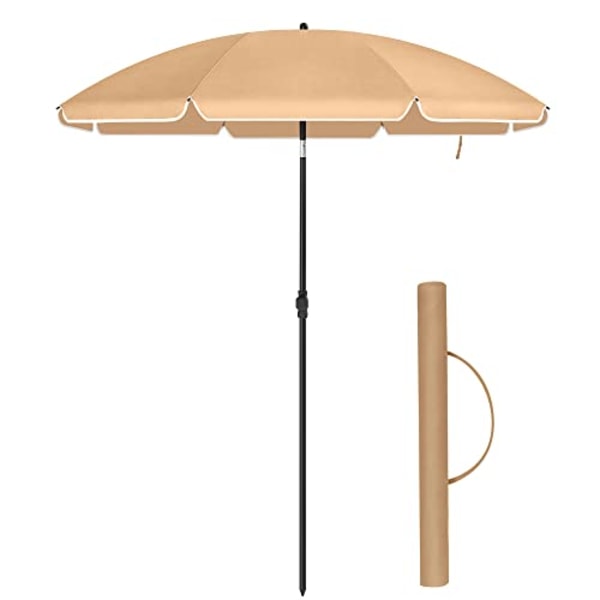SONGMICS 1,6 m strandparaply, parasol UPF 50+, solbeskyttelse, bærbar, taupe