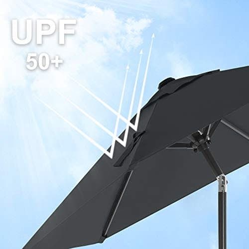 SONGMICS 197 cm haveparaply, UPF 50+, solbeskyttelse, grå