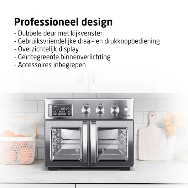 TurboTronic Airfryer XXL ja uuni – Kaksoisovet - 32 litraa – Hopea