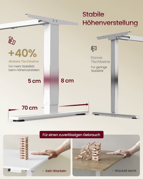 Højdejusterbart skrivebord, 160 x 80 cm, USB-C-port