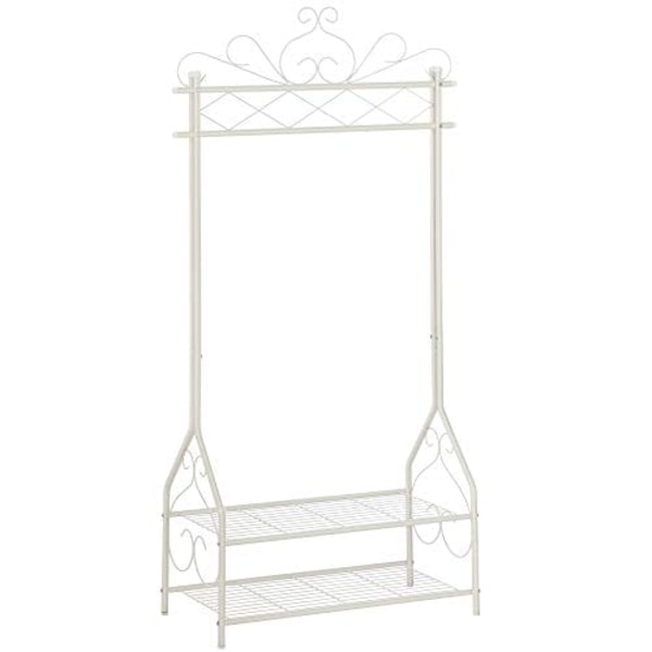 Songmics vintage tøjstativ og rack med tøjstang og 2 metalhylder Cream