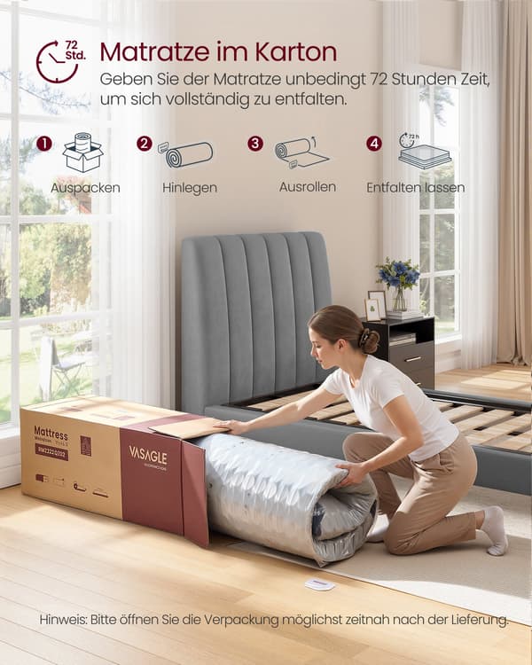 90 x 200 x 20 cm Medium Fast Gel Memory Foam, pussijousipatja