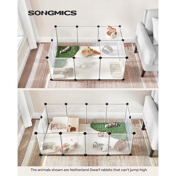 SONGMICS Lekhage för husdjur, DIY-plastbur, hamstrar, kaniner, igelkottar, marsvin, vit