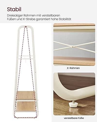 Vasagle Industrial Pipe Tøjstativ, Eg og Creme