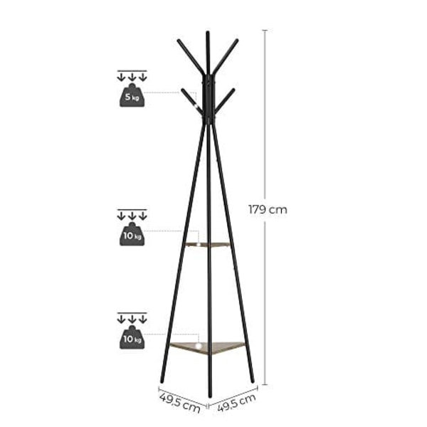 Vasagle Rack Stativ, Coat Tree, Hall Tree Fristående, greige og sort