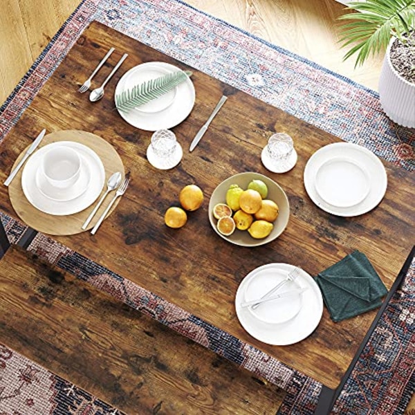 VASAGLE matbord för 4 personer, köksbord, 120 x 75 x 75 cm, rustikt brunt och svart