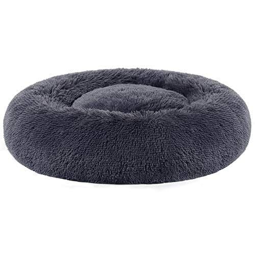FEANDREA Donut Katteseng, Fluffy beroligende kæledyrsseng, 70 cm, mørkegrå