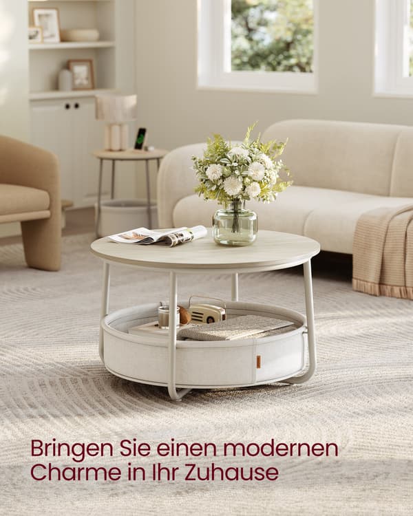 Runt soffbord med förvaringsutrymme