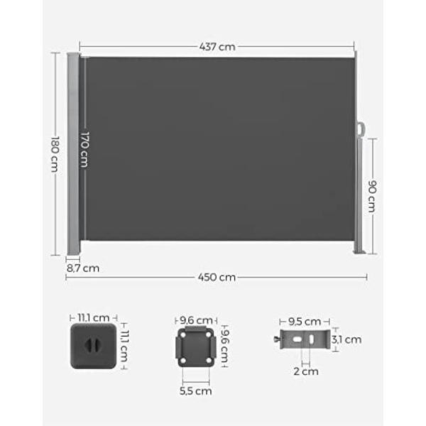 SONGMICS Sidemarkise - 220gsm polyesterdug