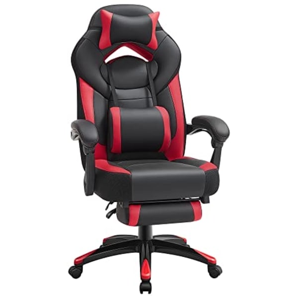 Songmics Executive kontorstol, ergonomisk, sort/rød