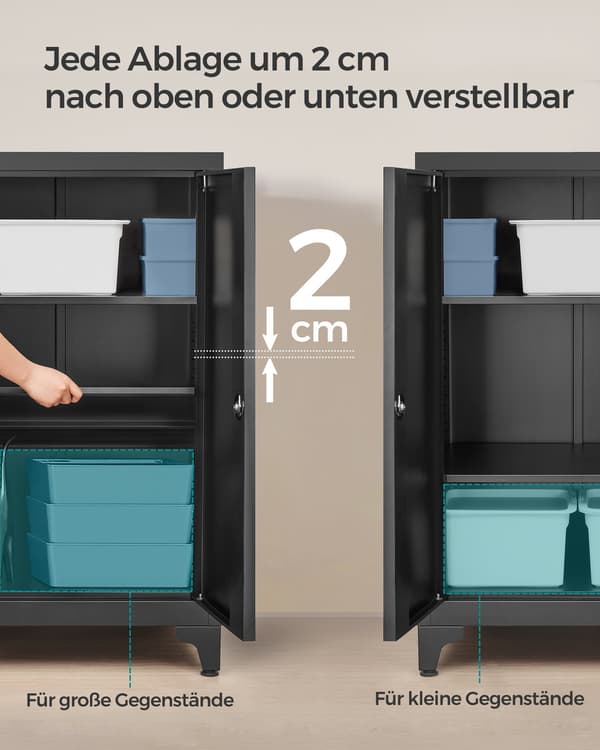 Kontorskab, alsidigt skab, 2 døre, aflåseligt, stål