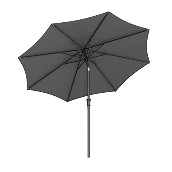 SONGMICS 290 cm Garden Parasol sateenvarjo, UPF 50+, aurinkosuoja, 30° kallistus, harmaa