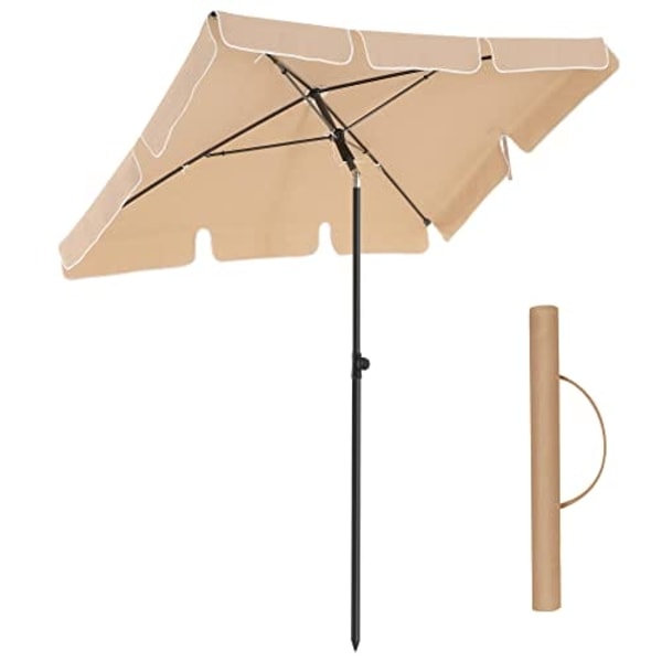 SONGMICS Rektangulär balkongparasoll 2 x 1,25 m, bärväska, trädgårdsterrass, taupe