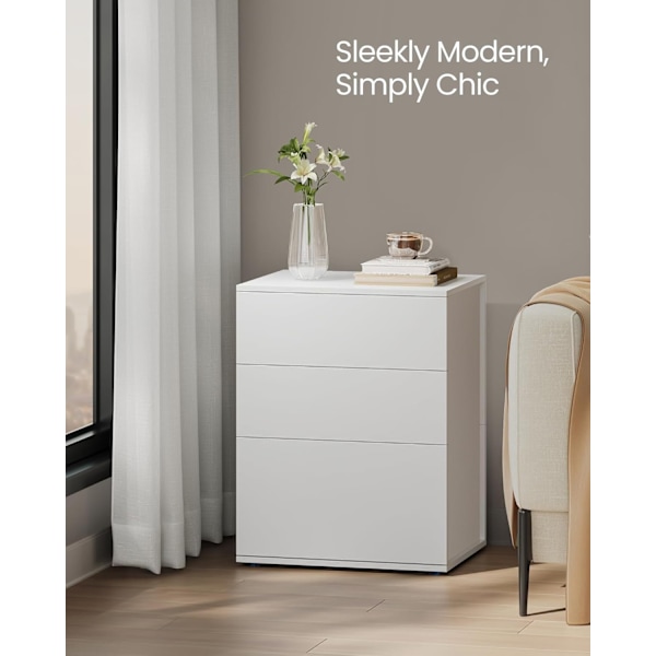 Superhurtig Montering Uden Værktøj, Natbord, 3 Opbevaringsskuffer, Sidebord, Cappuccino Beige
