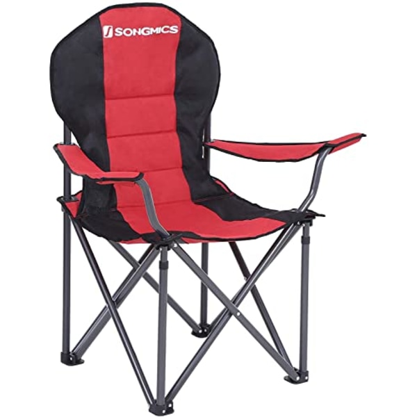 SONGMICS hopfällbar campingstol, med bekväm svampsits, utomhusstol, svart