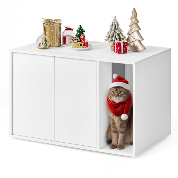 Kattetoilet, kattehus, til store katte, sidebord, sofabord, Snehvid