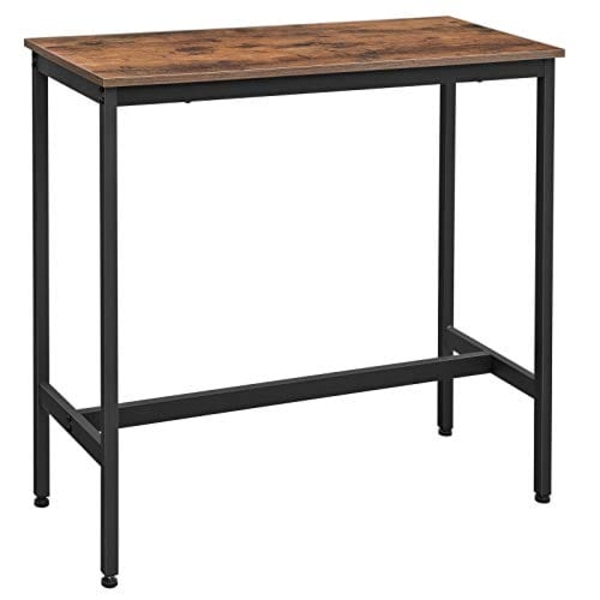 Vasagle, lille rektangulært køkkenbord, stålramme, 100 x 40 x 90 cm, rustikbrun og sort
