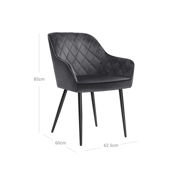 Set med 4 stoppade stolar med armstöd Sitsbredd 49 cm Metallben, Grå