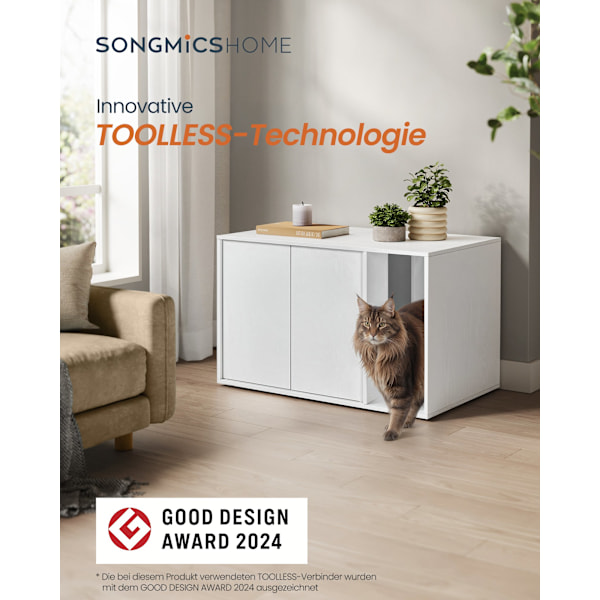Kattetoilet, kattehus, til store katte, sidebord, sofabord, Snehvid