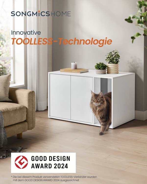 Kattlåda, katthus, för stora katter, sidobord, soffbord, Snövit