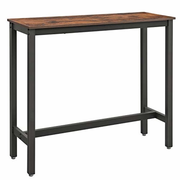 VASAGLE smalt rektangulært barbord, køkkenbord, højt spisebord, rustik brun og sort