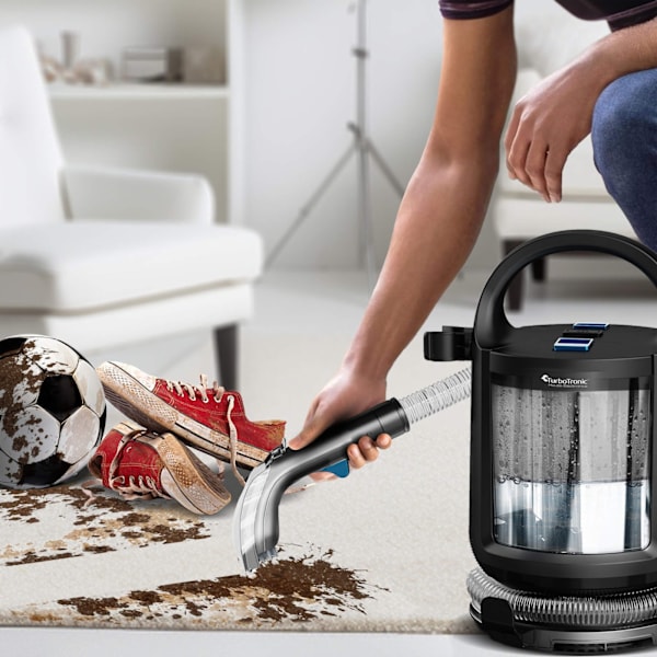 TurboTronic AQV600 Bærbar tæppe- og møbelrenser – AquaVac – 400W – Sort