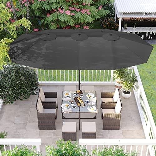 SONGMICS 460 x 270 cm Dubbelsidigt parasollparaply, extra stort, grått