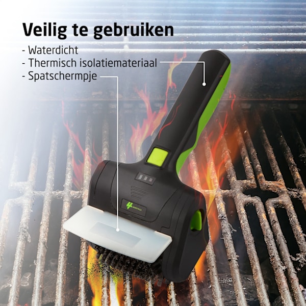 HomeTech Sähköinen teräksinen BBQ-harja - Johdoton ja pyörivä