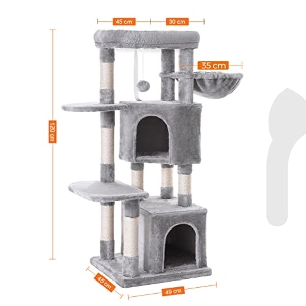 Cat Tree, Cat Condo, Activity Center, 120 Cm, Ljusgrå