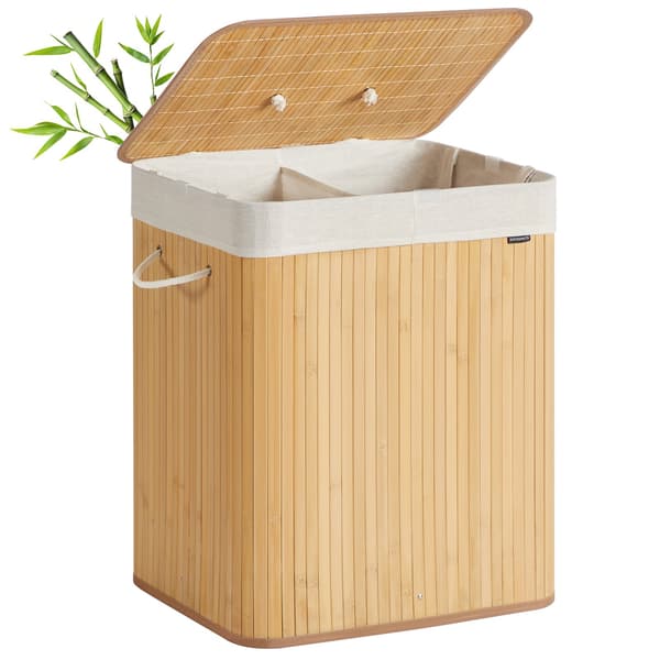 Bambu tvättkorg med lock, 120 liter
