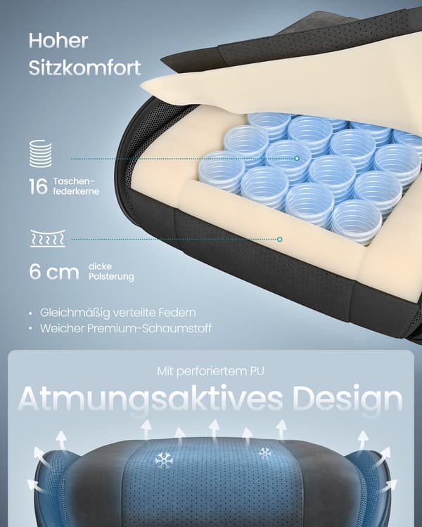 Ergonomisk gamingstol, sædehynde med fjedre, kontorstol