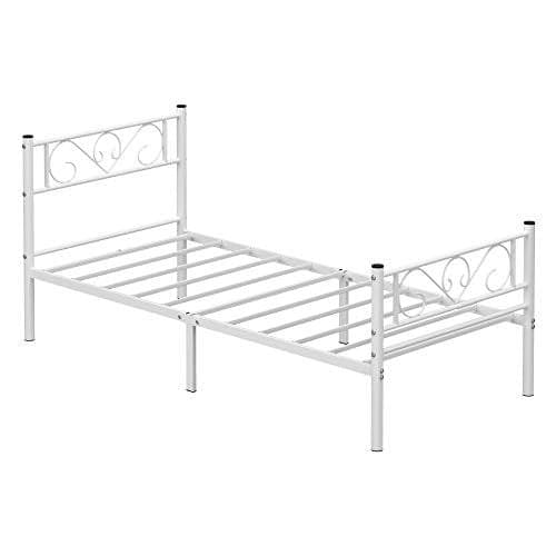 VASAGLE Singel Sängram Metall 3ft x 7ft Madrass Vit