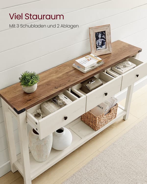 Konsolbord, Sidebord, Smalt Sofabord, Landlig Stil