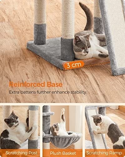 Feandrea kattträd, XXL Cat Condo 172 cm, ljusgrå