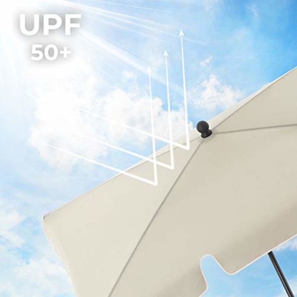 SONGMICS rektangulärt balkong parasoll 2 x 1,25 m, UPF 50+ skydd, beige