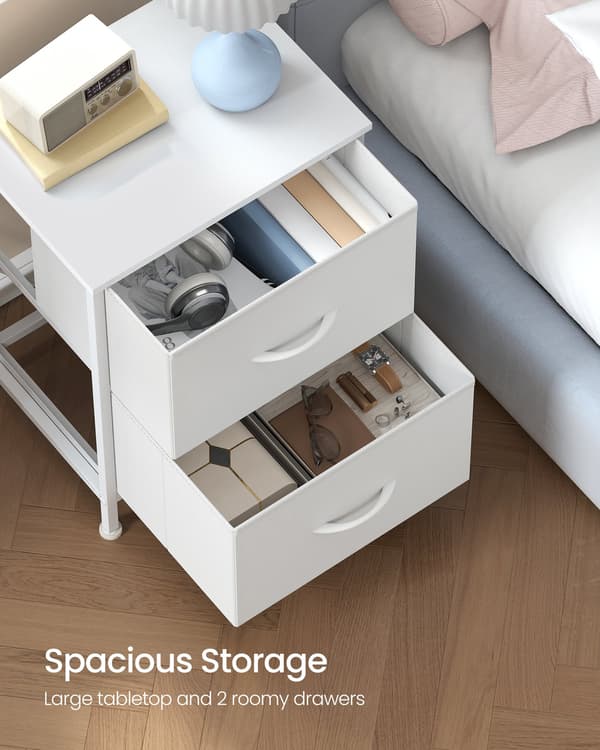 Sängbord med 2 lådor – mångsidigt sidobord